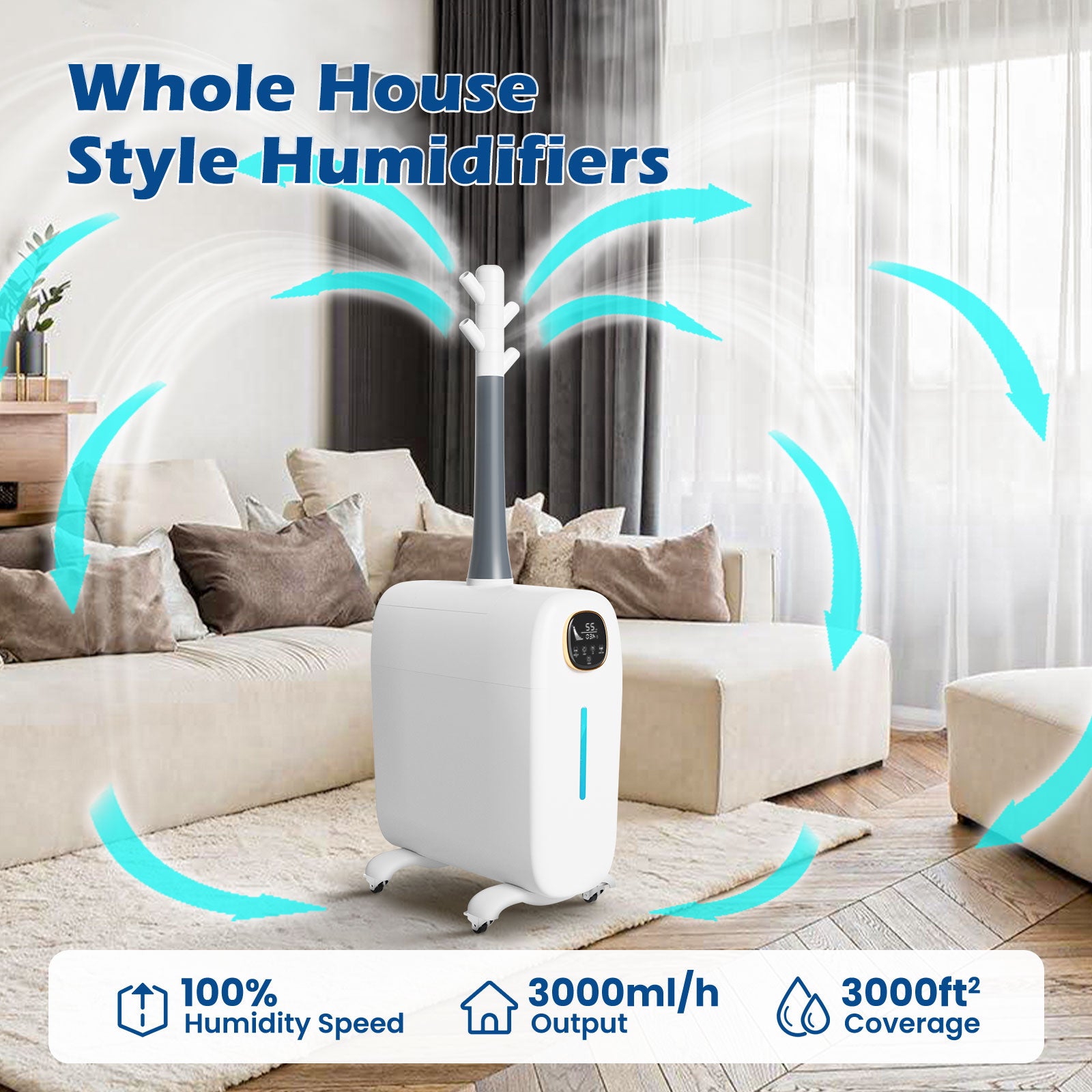 6.6gal/25L Large Humidifier Whole-House Commercial and Industrial Humidifier 3000 sq.ft - Image 2