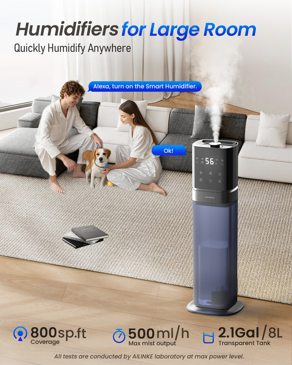 Smart Humidifier Large Room, 2.1Gal/8L - Image 2