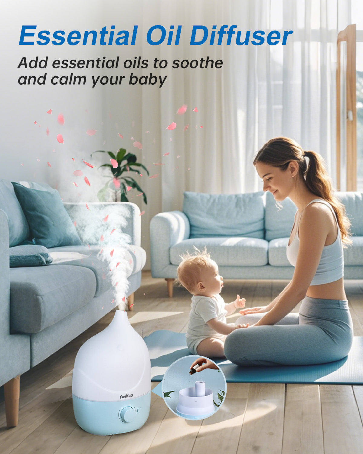 Humidifiers for Bedroom Baby 3 in 1 - Top Fill Baby Humidifier & Essential Oil Diffuser & Night Light, BPA-Free Cool Mist Air Humidifier with Cute Stickers for Kids Bedroom Nursery Plants Home - Image 3