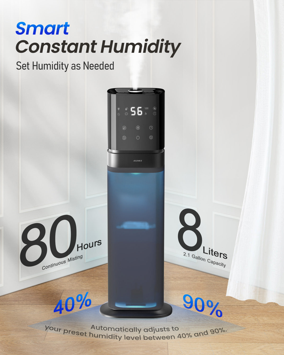 Humidifier Large Room Bedroom, Cool Mist Humidifiers for Home Bedroom with Extended Tube, 2.1Gal/8L - Image 4