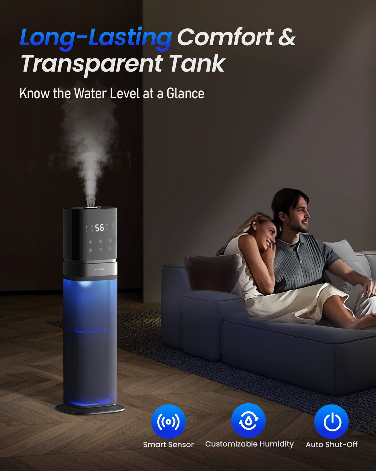 Humidifier Large Room Bedroom, Cool Mist Humidifiers for Home Bedroom with Extended Tube, 2.1Gal/8L - Image 5