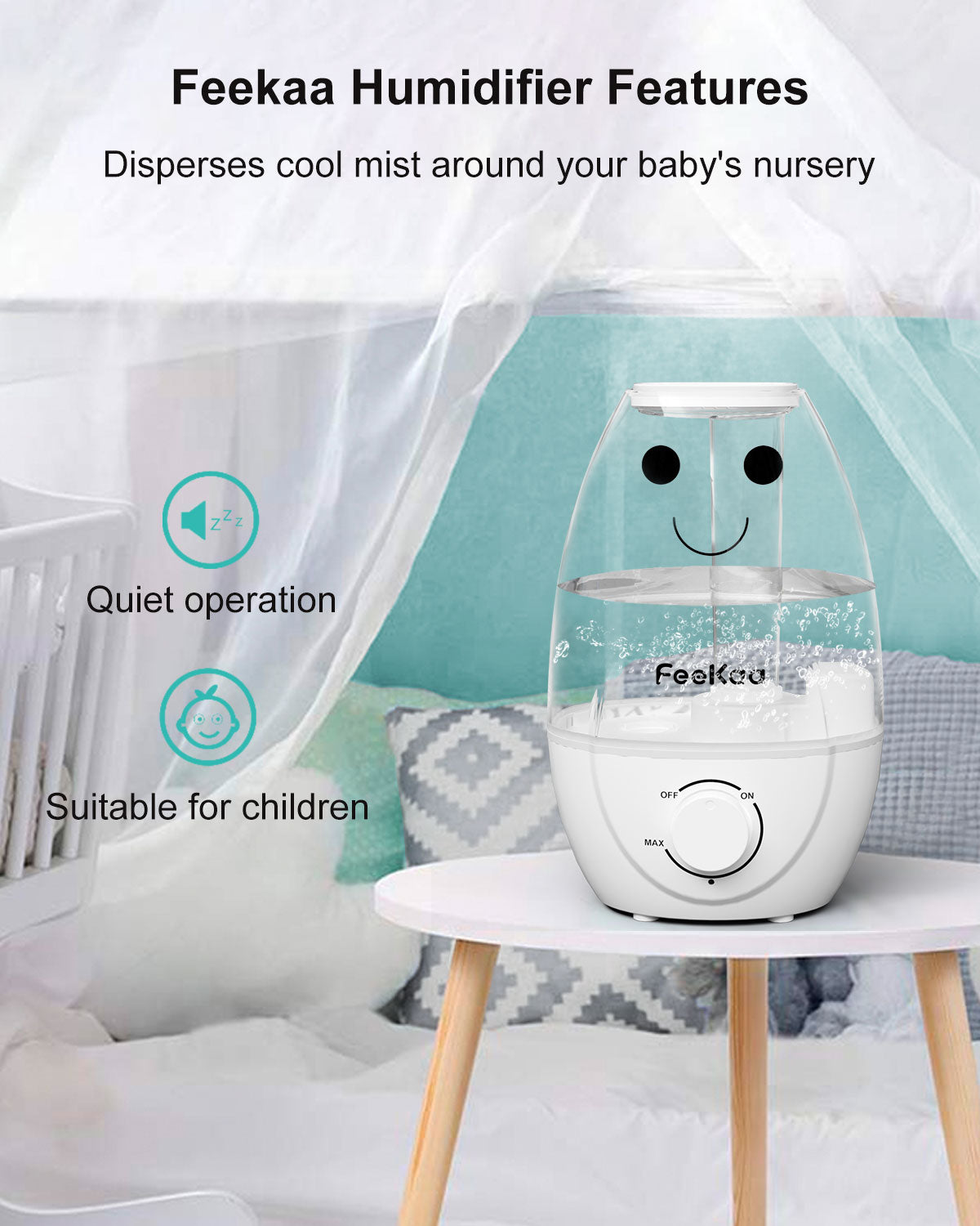 Baby Humidifiers for Bedroom Nursery, Cool Mist Air Humidifier with Diffuser - Image 2