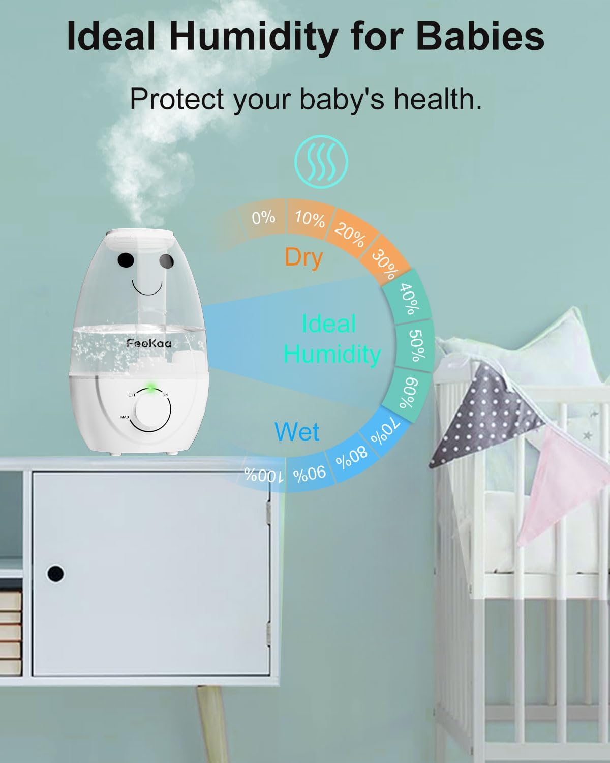 Baby Humidifiers for Bedroom Nursery, Cool Mist Air Humidifier with Diffuser - Image 3