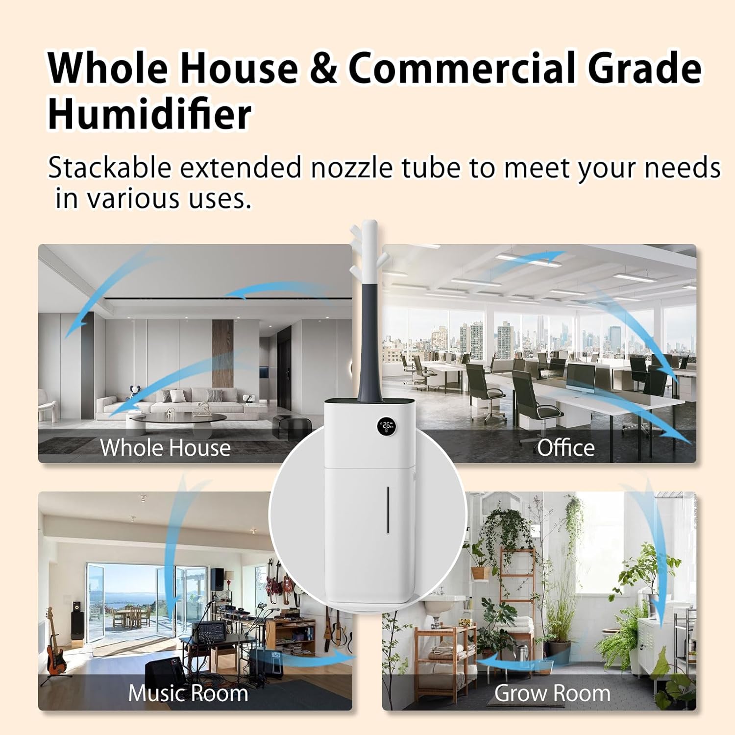 Large Humidifiers 5.3Gal/20L Humidifiers for Large Room 2000 Sq Ft, Branch Tube Design with 360° Nozzle Sets - Image 6