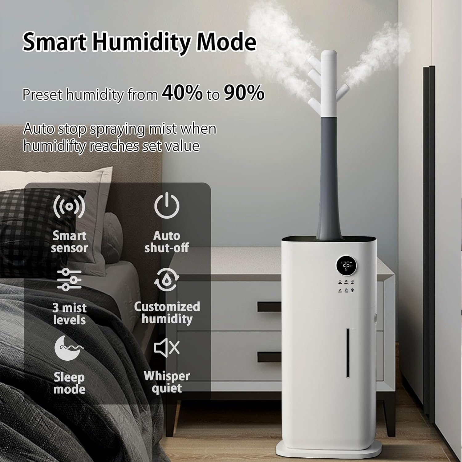 Large Humidifiers 5.3Gal/20L Humidifiers for Large Room 2000 Sq Ft, Branch Tube Design with 360° Nozzle Sets - Image 3