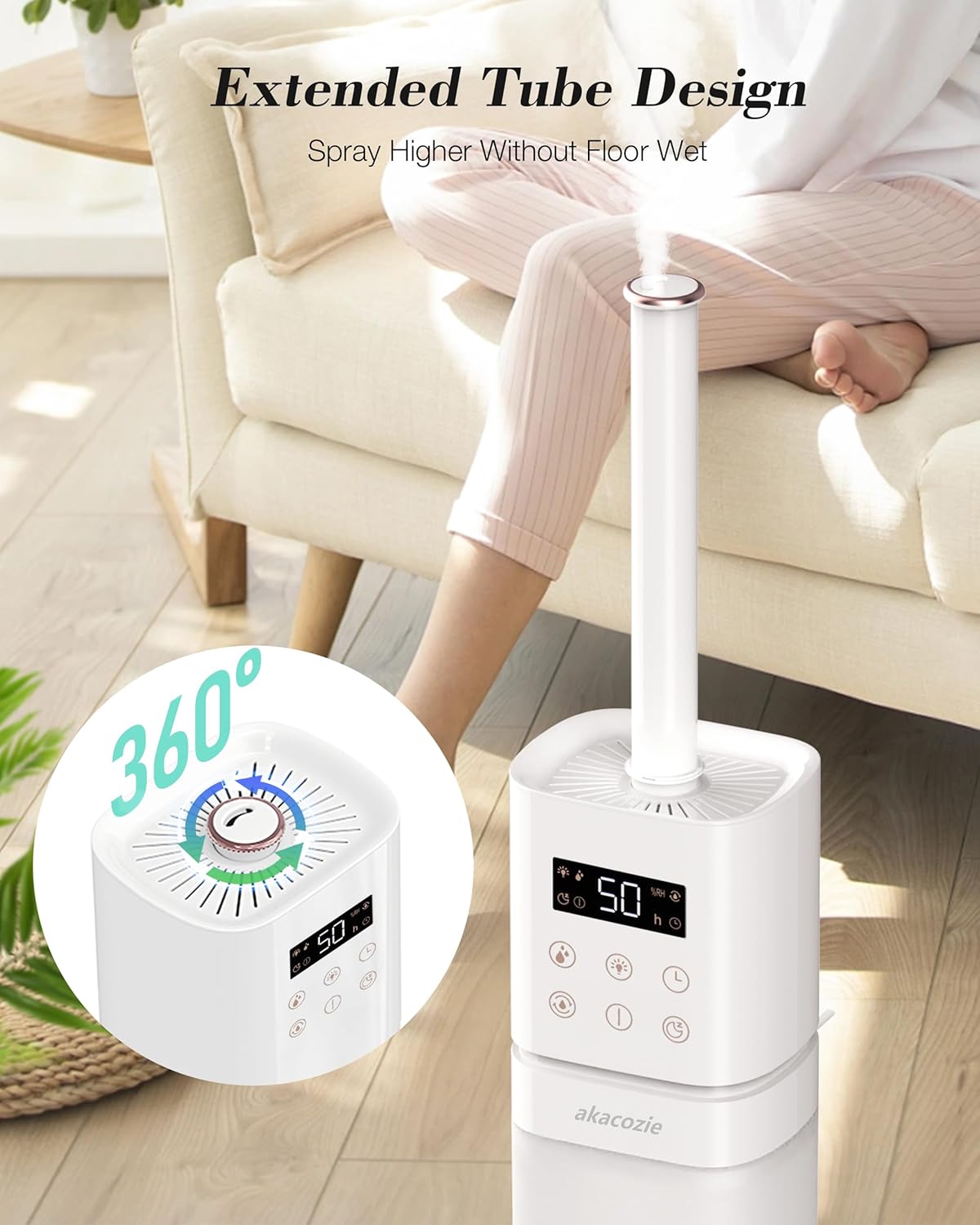 Humidifier Large Room, 2.1Gal/8L Humidifiers for Bedroom with Extended Tube, Large Humidifiers 1000 sq.ft. - Image 3