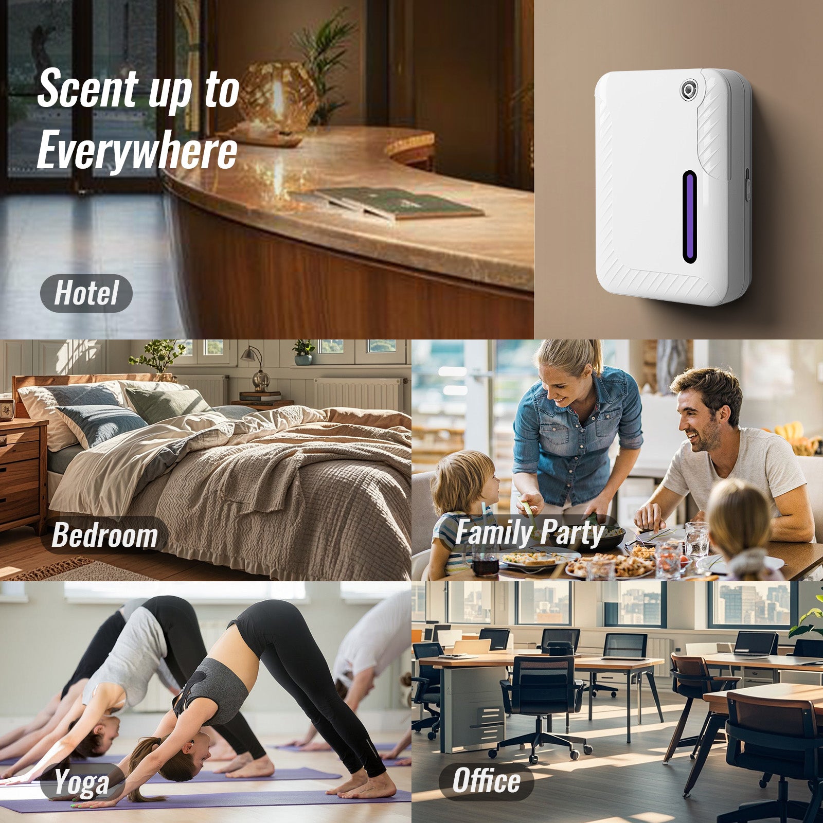 Smart Scent Air Machine for Home, Bluetooth Waterless Essential Oil Diffuser with Cold Air Tech 250ML, 1500 sq. ft Coverage Scent Diffuser for Large Room, Office, Spa, White - Image 6